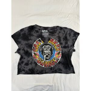 Gas Monkey Garage Cropped Tie Dye Cut Out T Shirt Size Large